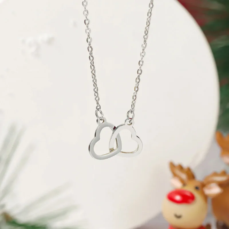 Leticia Lima اسم مخصص قلادة صندوق دوار مزدوج القلب صندوق الورد الأبدي لهدية عيد الحب