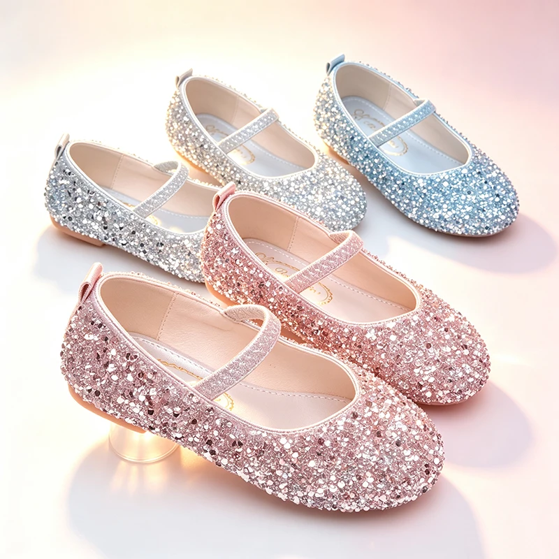 Kids Sparkle Sequin Princess Flat Ballerina Fancy Girls Glitter Mary Jane Shoes Christmas Easter School Dance Kids Casual Wear