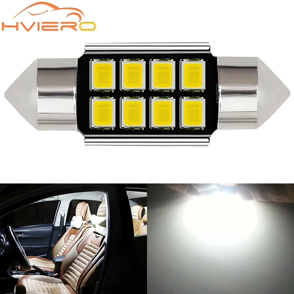 1PCS Festoon C5W C10W Car Reading LEDS 31mm 36mm 39mm 41mm 2835 SMD 8Chips Autos Lantern Dome Lamps Interior Lights White DC 12V