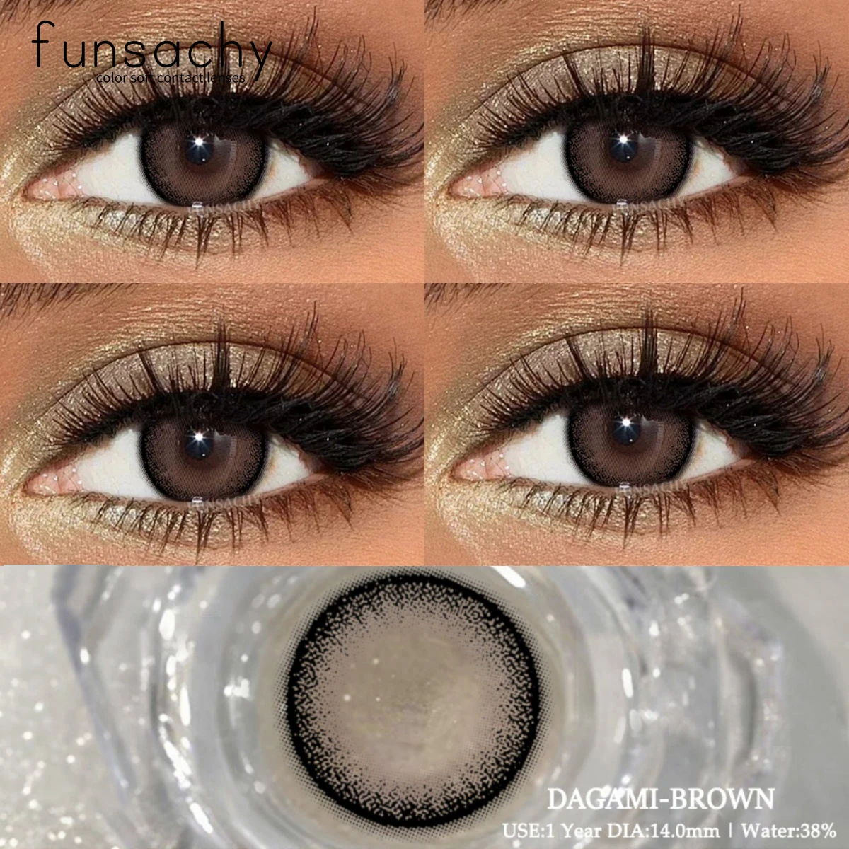 FUNSACHY 1 Pair Natural Fashion Colored Contact Lenses for Eyes Brown Pupils Gray Contact Lenses Cosmetic Lens New Pupil Yearly