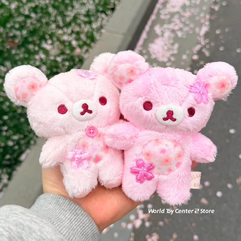 

Kawaii Anniversary Cherry Blossom Flower Lazy Bear Rilakkuma Korilakkuma Toy Pendant Keychain Sakura Peach Pink Bear Doll Gifts