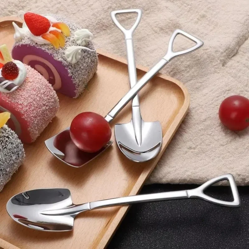 304 Stainless Steel Spoon Spade Retro Kitchen Tableware Watermelon Ice Cream Honey Coffee Spoon Creative Personality Spoon Gift