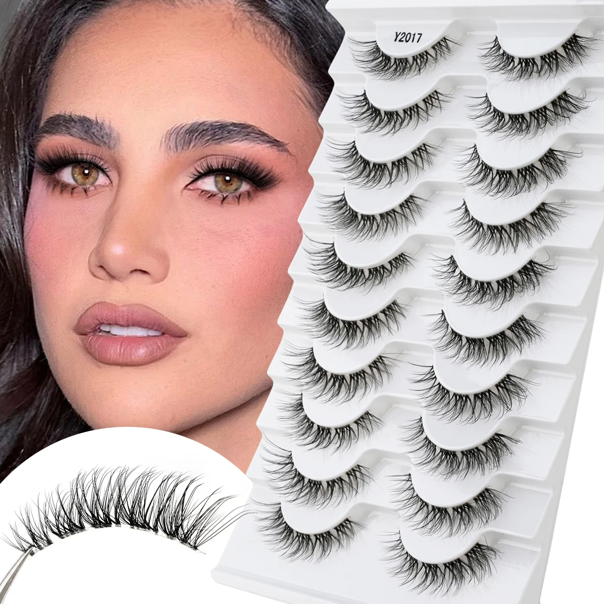 YSDO Ciglia 5/10 paia Volpe Ciglia Naturali 3D Cat Eye Ciglia Stelo Trasparente Estensione Ciglia Finte Trucco Faux Cils maquiagem