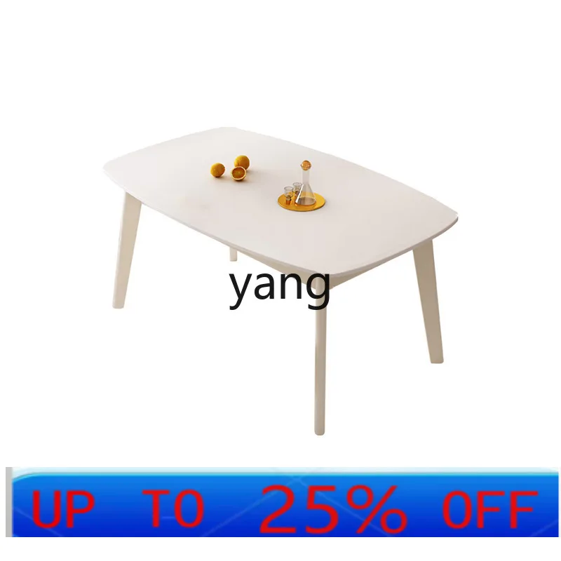 LTT modern simple solid wood dining table household small apartment rectangular rounded corner eating table