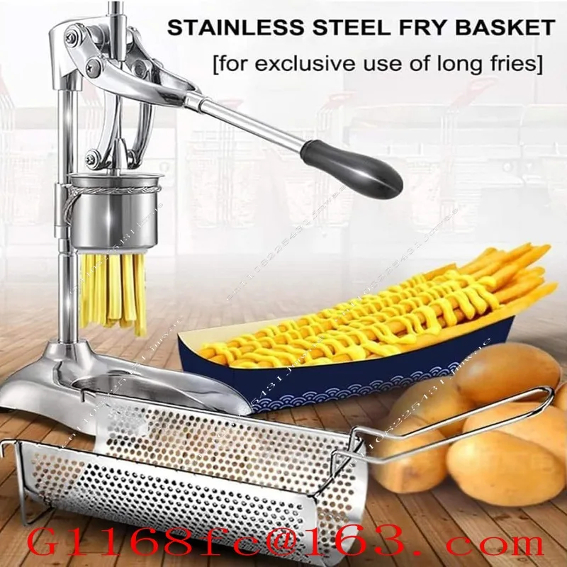 Manual French Fry Machine, Stainless Steel French Fry Press, 12 Hole French Fry Basket, Household and Commercial Snack Machine