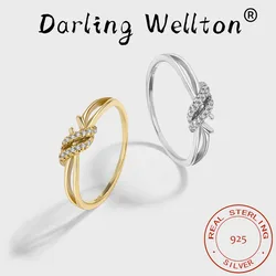 Classic 18K Gold Knotted Tangled Geometric Couple Ring For Women 100% Original Sterling Silver Engagement Bridal Gift Jewelry