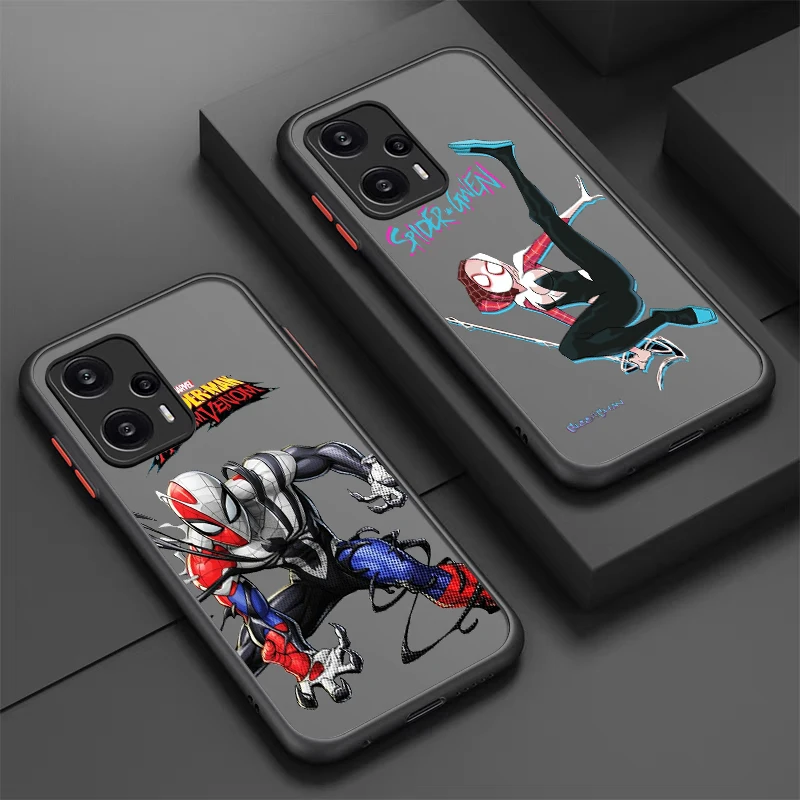 

Spider Gwen Marvel Cute For POCO X5 X4 X3 NFC X2 M5S M6 M4 M3 M2 C51 F5 F4 GT Pro Frosted Translucent Phone Case