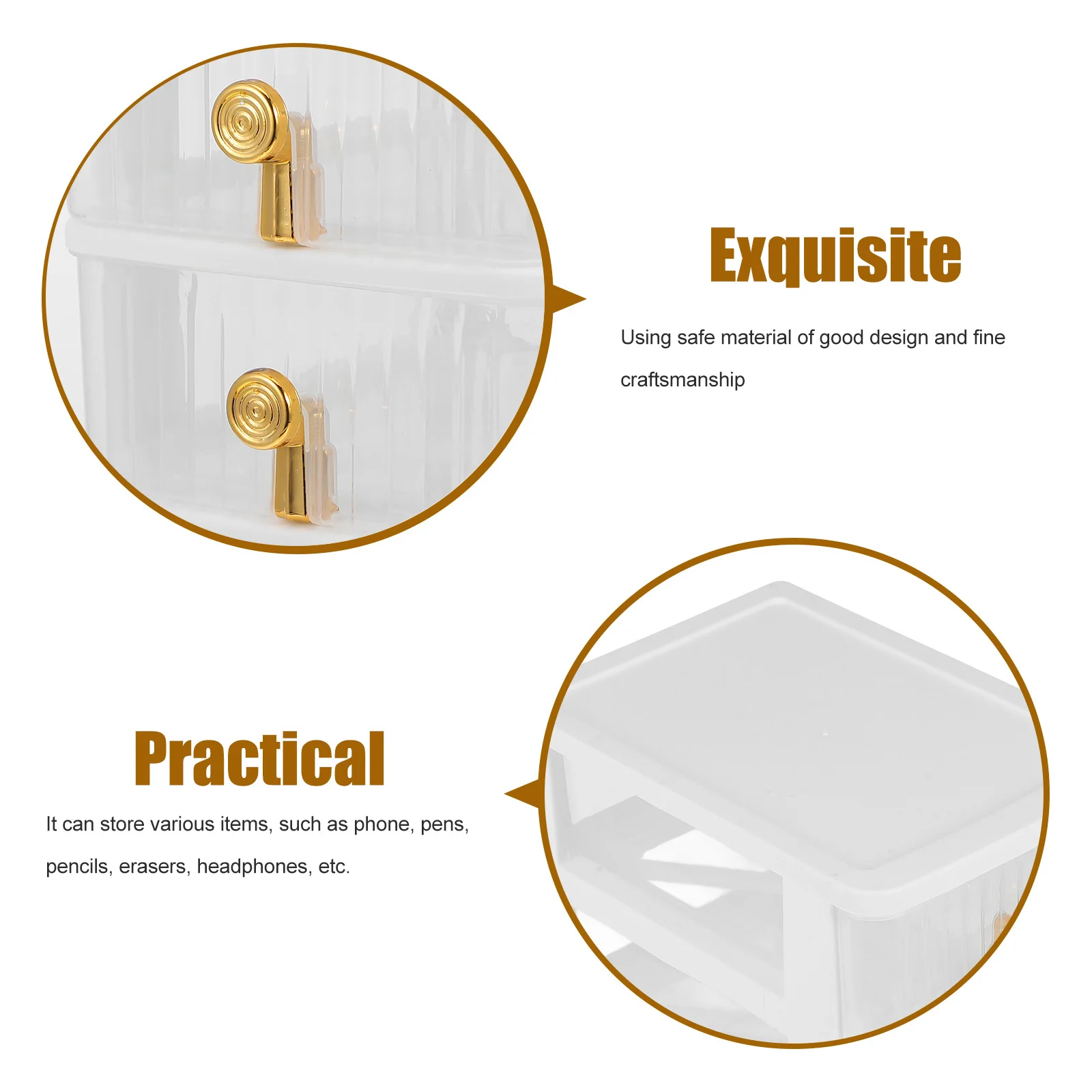 Desk Drawer Box Desktop Organizer Stationery Storage Clear Organizer Safe Material Compact Design Small Space Office