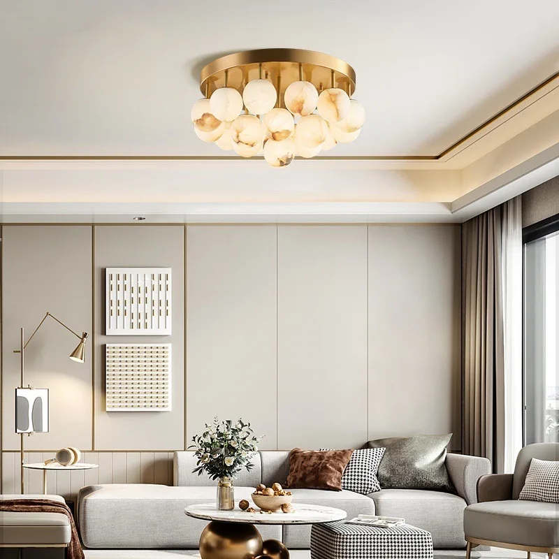 Modern simple marble living room chandelier dining room bedroom lamp villa lamp