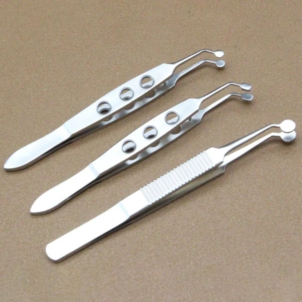 Round Head Meibomian Gland Forceps Eyelid Clip Extension Compressor Eyelid Tweezers Stainless Steel Eye Massage Forceps