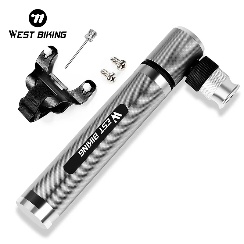 WEST BIKING Bike Pump With Needles Hand Air Pumps Cycling Tire Inflator Schrader Presta Valve Hose Portable Mini Bicycle Pump