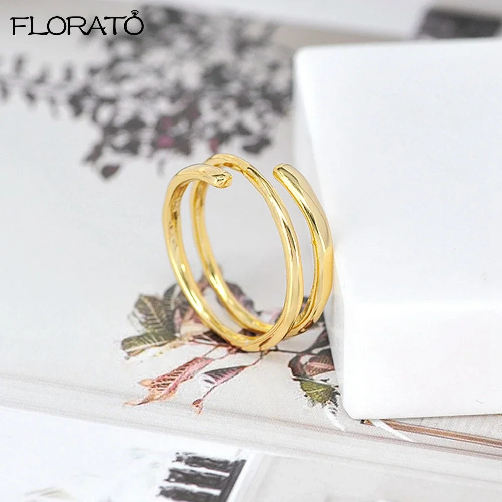 Fashion Adjustable 18K Gold Ring for Women Simple Line Mens Rings Festival Gift Couple Ring Trendy Jewelry Gift Wholesale