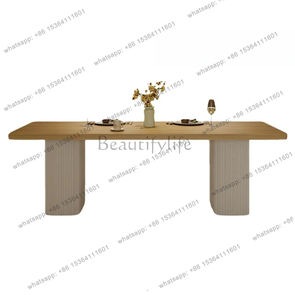 

Log wind thickened rock slab dining table and chair combination household large apartment modern rectangular dining table