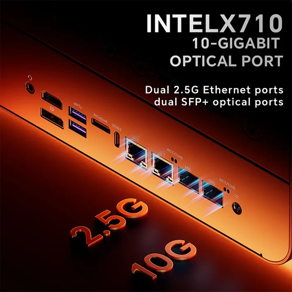 AOOSTAR WTR MAX NAS 미니 PC AMD Ryzen 7 PRO 8845HS 8C/16T 6×3.5"HDD+5×M.2 SSD 듀얼 2.5G LAN USB4 DDR5 ECC RAM 지원 Win/Linux