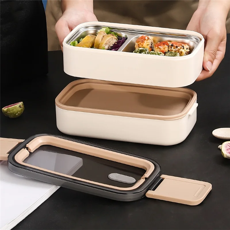 

Reliable Double Layer Stainless Steel Microwaveable Bento Box Leak-Proof Lunch Box Camping Portable Bento Box With Insulated Bag