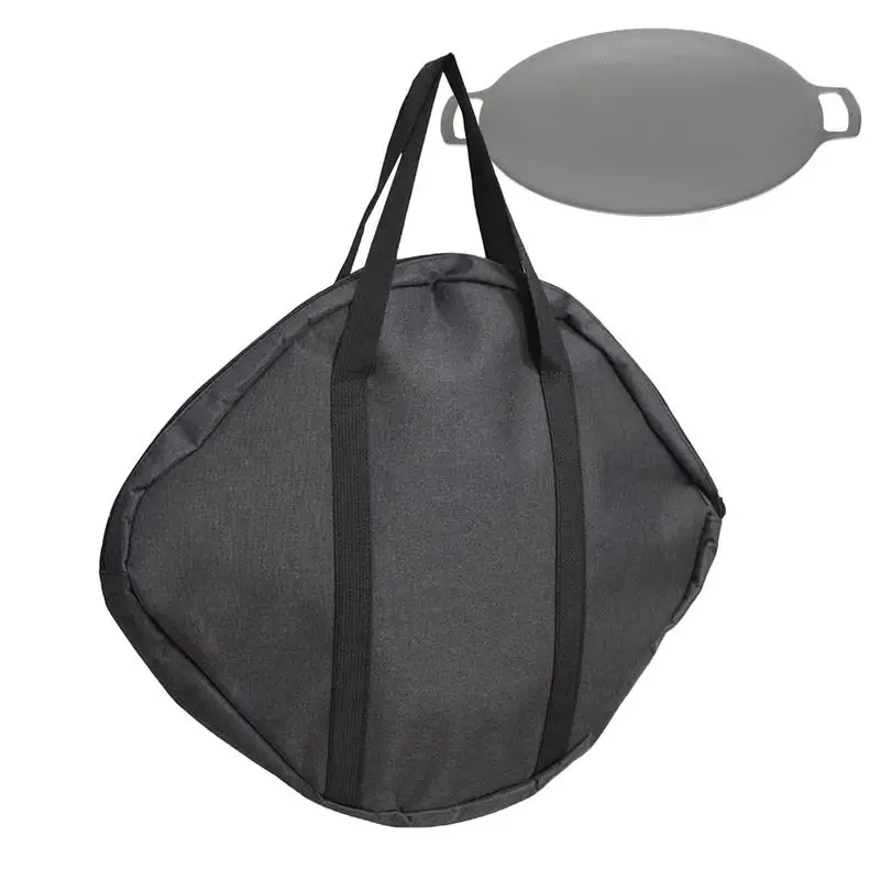 600D Oxford Frying Pan Handbag Portable Handle Water-resistant Carrier Tote Bag For Outdoor Camping Picnic BBQ Pouch