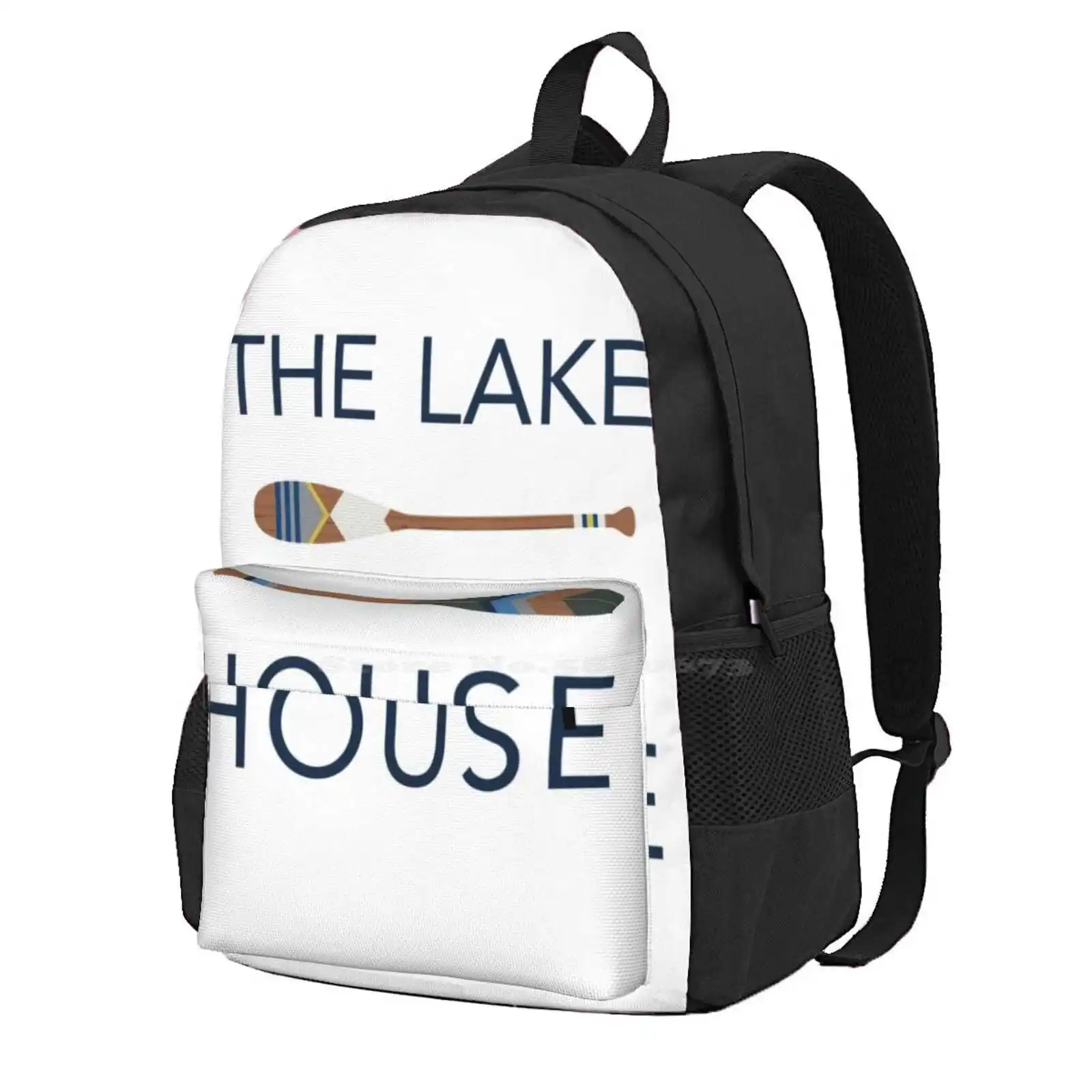 

The Lake House Hot Sale Schoolbag Backpack Fashion Bags Lake House Cabin Cottage Home Paddle Oar Colorful Painted Coastal