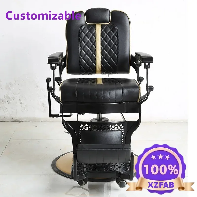 Factory Direct 2026 Barber men's shaving hair chair manufacturer retro oil head down big barber shop cutting salon