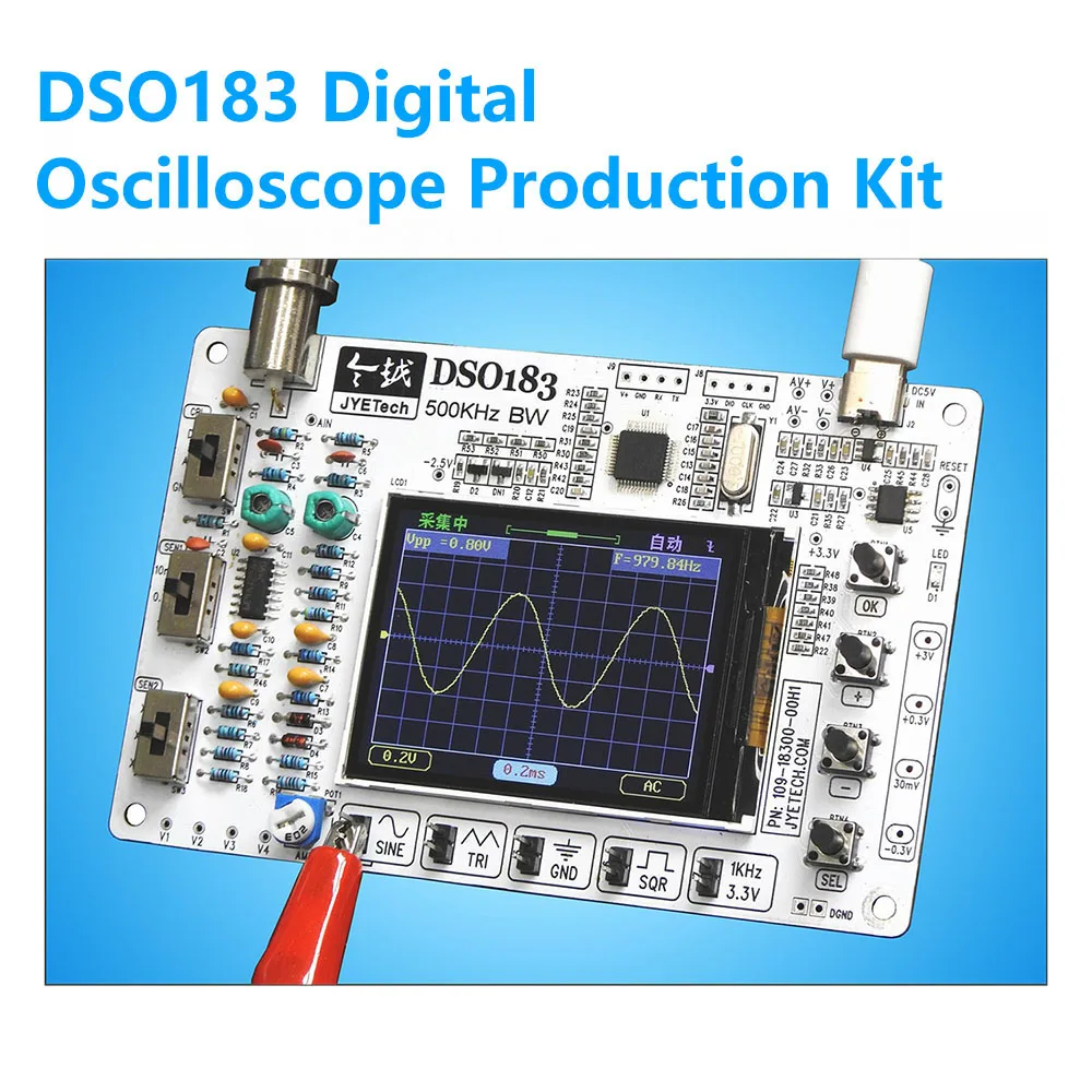 Digital Oscilloscope Module DIY Kit with Built-in Signal Generator 500KHz High Bandwidth for Electronic Enthusiasts