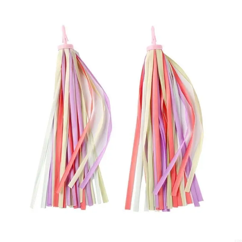 2pack Colorful Handlebar Tassels Bike Streamers Scooters Tassels Rainbow for Bicycles Decoration 