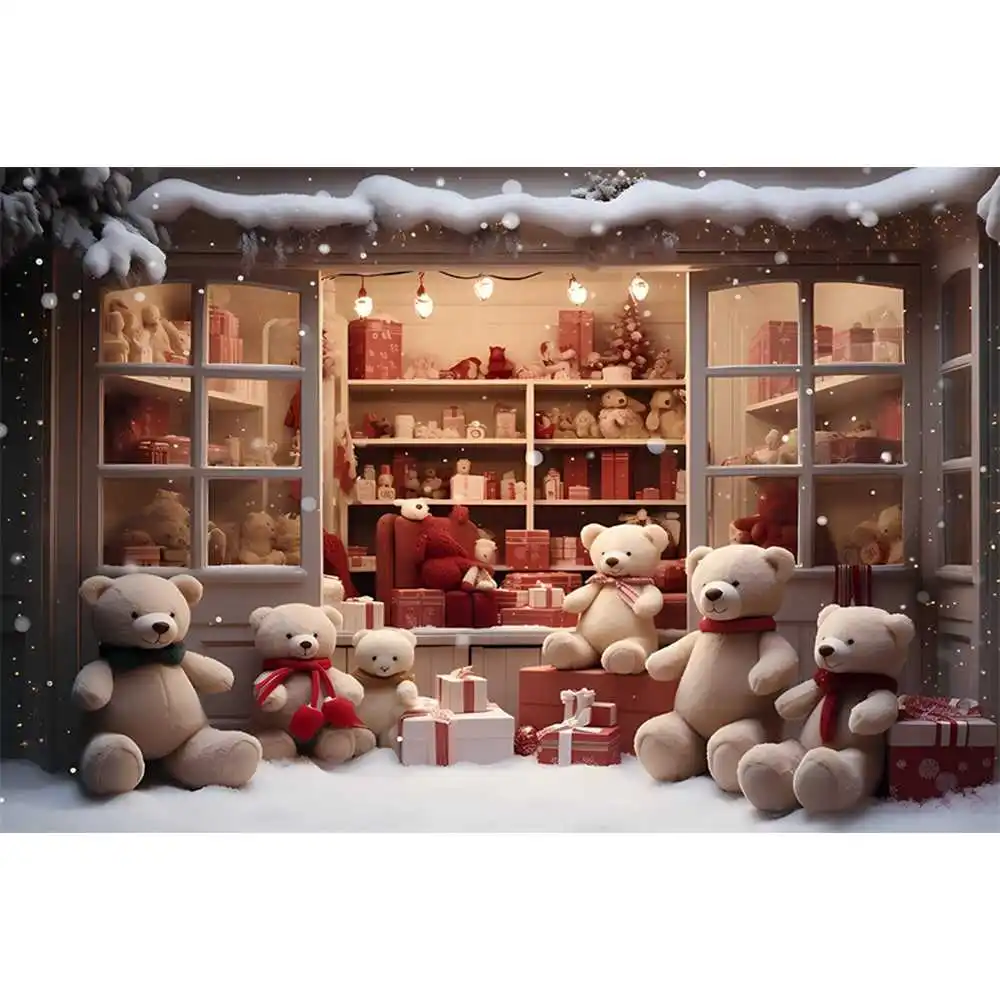 Christmas Gingerbread House Background Merry Xmas Red Candy Winter Snowflakes Santa Kids Portrait Photography Backdrop