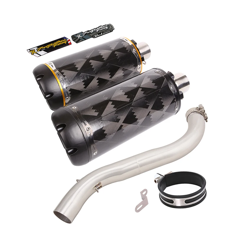 

For VOGE DS525X 2023-2024 Motorcycle Exhaust Muffler Mid Link Pipe Stainless Steel+Real Carbon Fiber+Aluminium Alloy Slip On