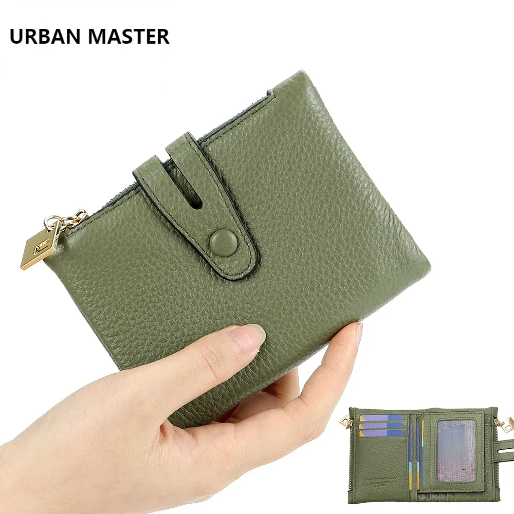 URBAN MASTER Stylish Short Wallet, Genuine Leather Multi-card Slots Card Holder, Perfect Casual Coin Purse For Daily Use 1665