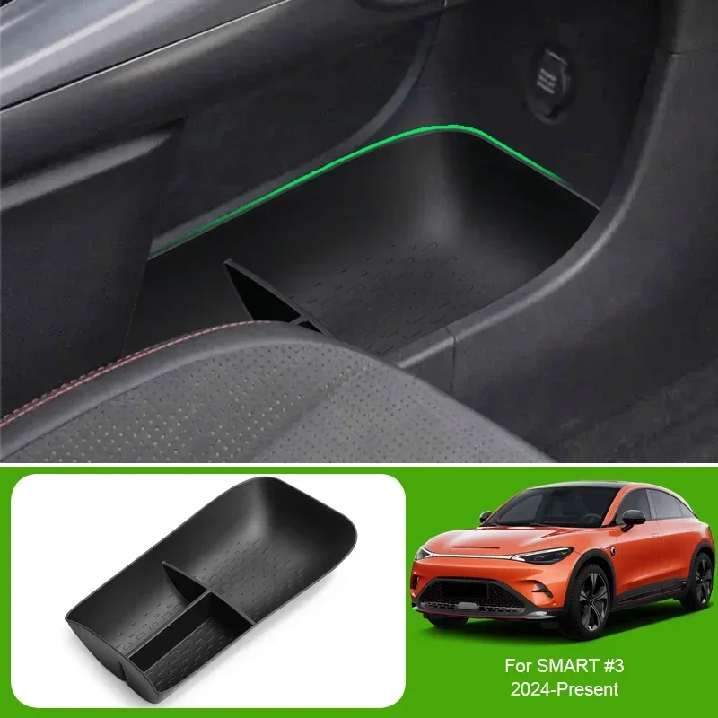 Car Side Door Organizer Below Console Cup Holder Armrest Compartment Tray For SMART #1 #3 #5 2023-Present Auto Cabin Accessory