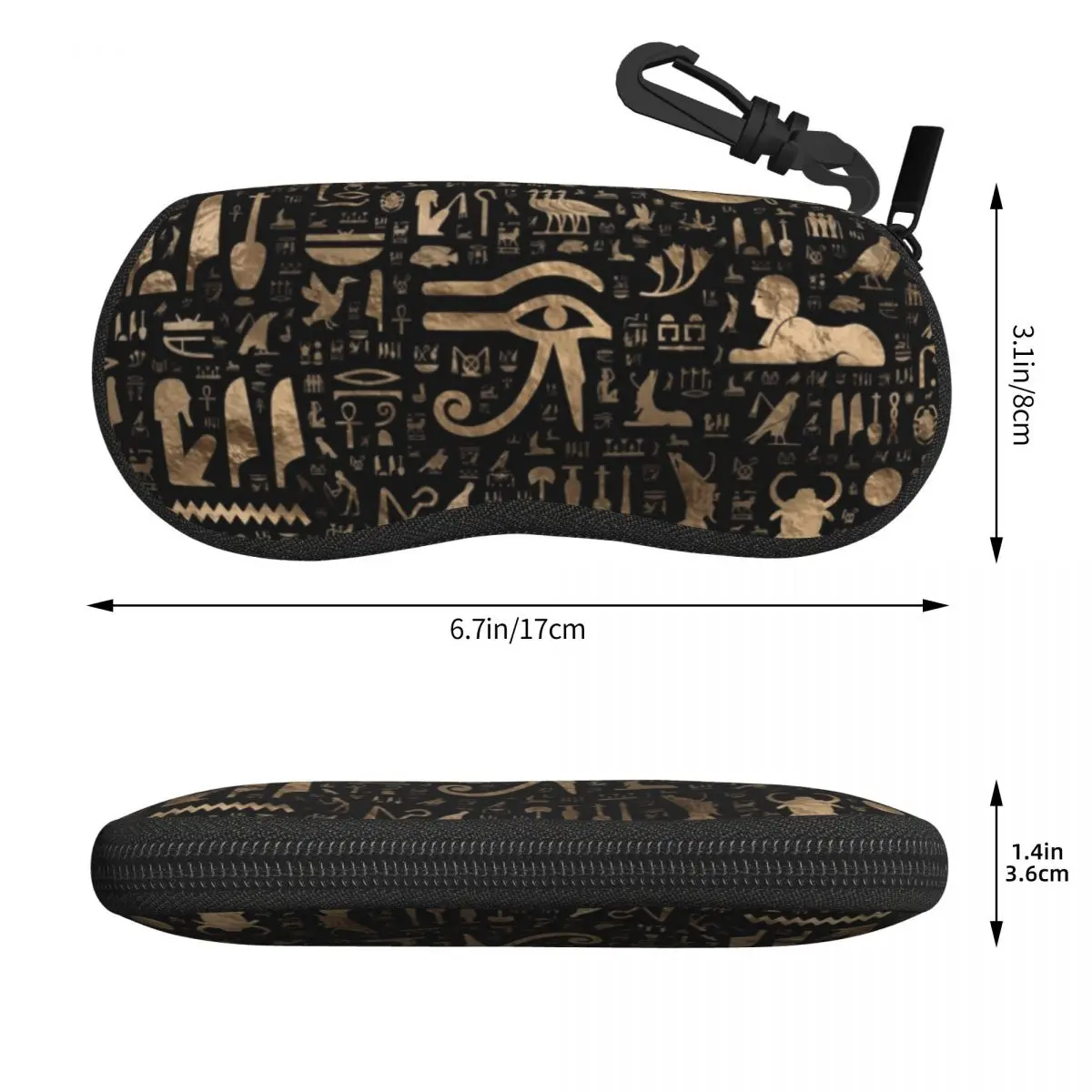 Custom Ancient Egyptian Hieroglyphs Shell Glasses Case Unisex Travel Egypt Art Eyeglasses Case Sunglasses Protector Box