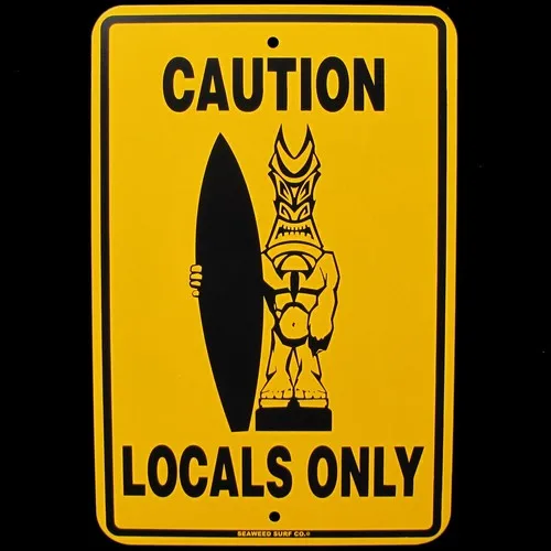 Tin Tiki God CAUTION LOCALS ONLY BEACH Warning Sign Bar/Pub/Surf Shop Wall Decor-Aluminum