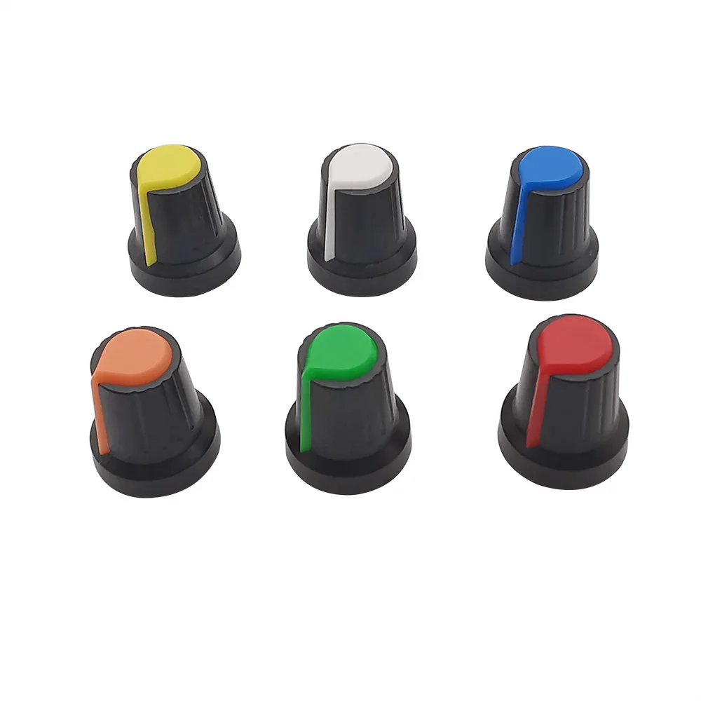 10Pcs Potentiometer Knob Cap WH148 15X17mm 6mm Threaded Knurled Knobs Caps Shaft Hole AG2 Yellow Orange Blue White Red Green