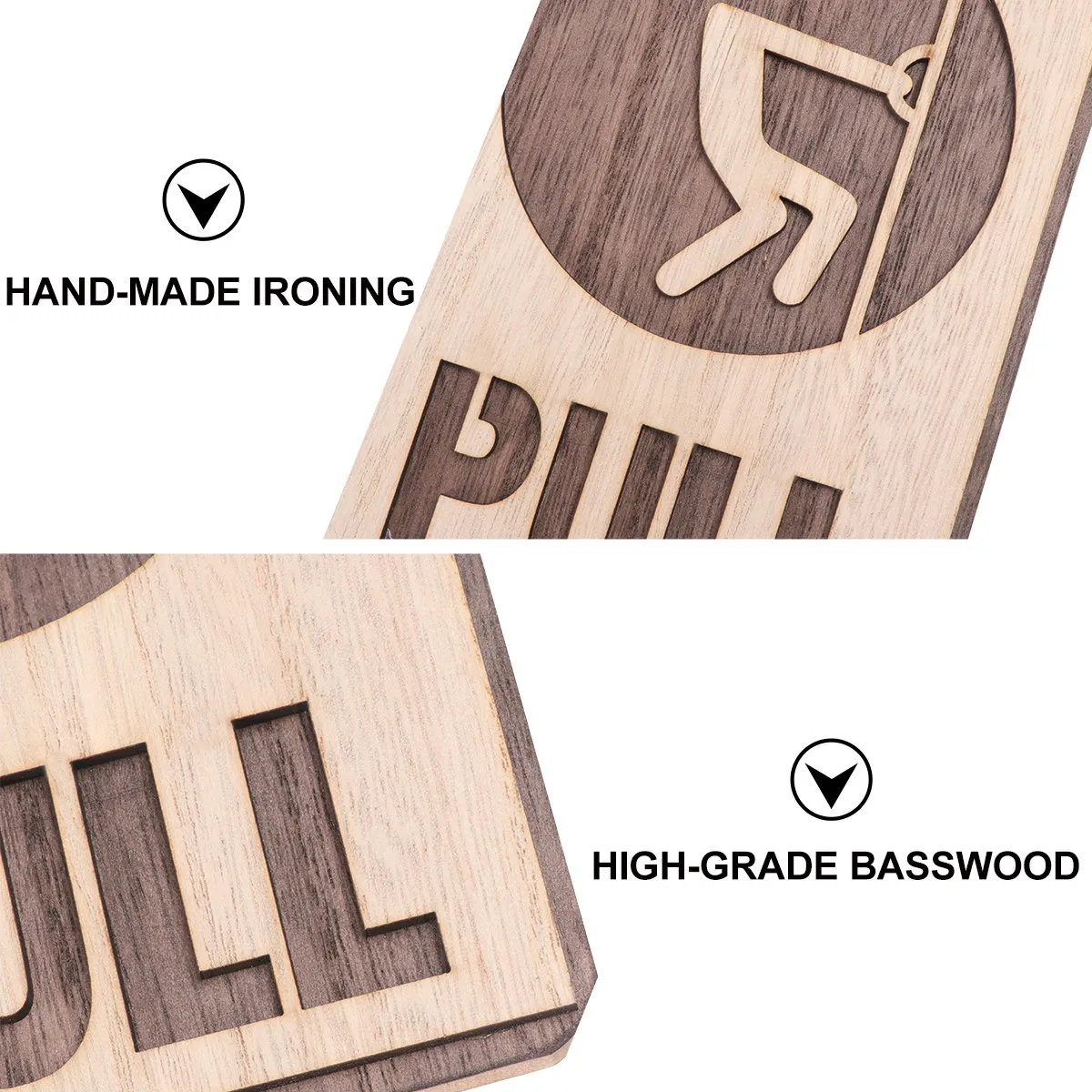 1Pcs Wood Push Pull Door Sign Creative Hanging Board for Restaurant Cafe Hotel Tea Square Pull Assorted Colors