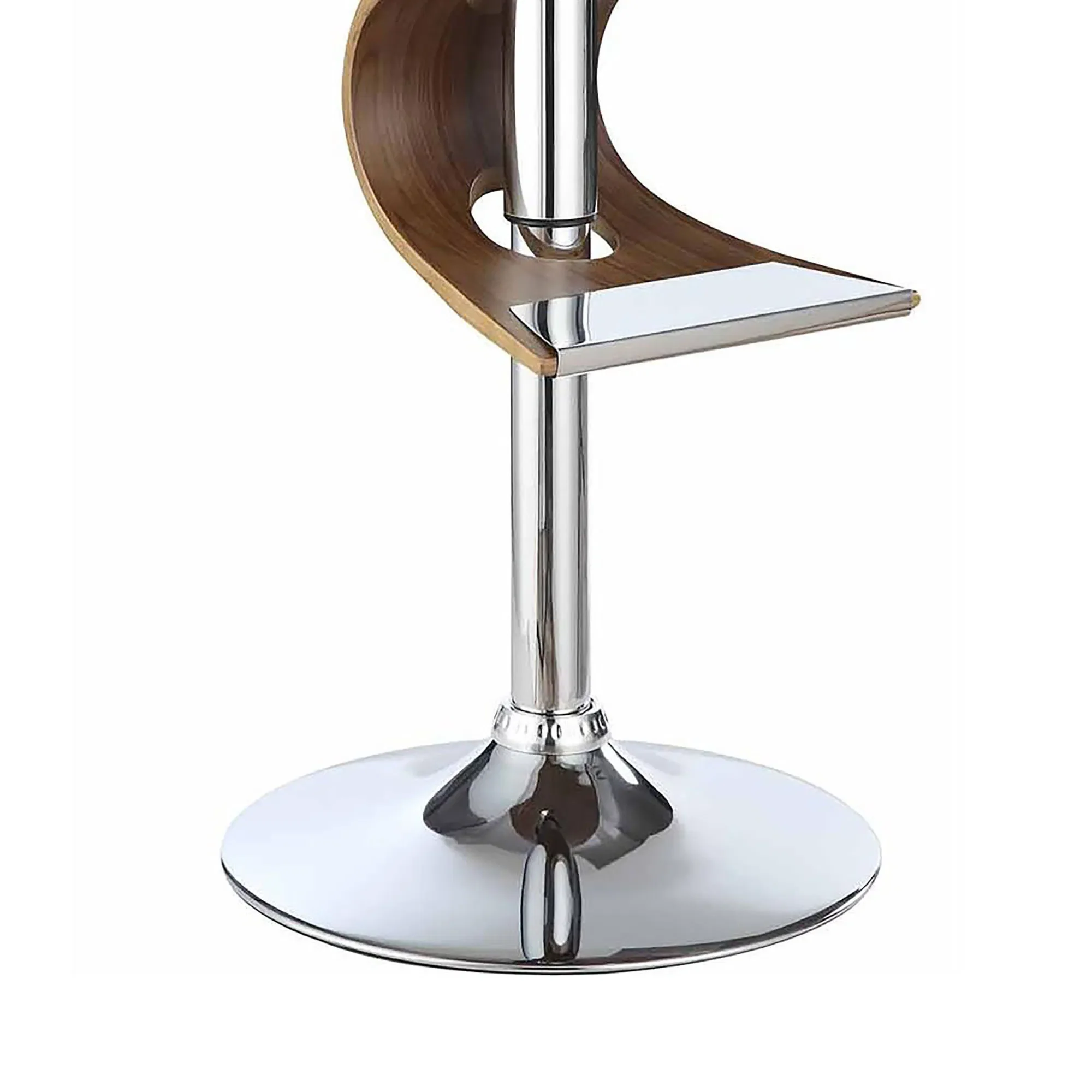 Walnut and Chrome S-Shaped Barstools Kitchen Counter Creative Design Adjustable Bar Stool