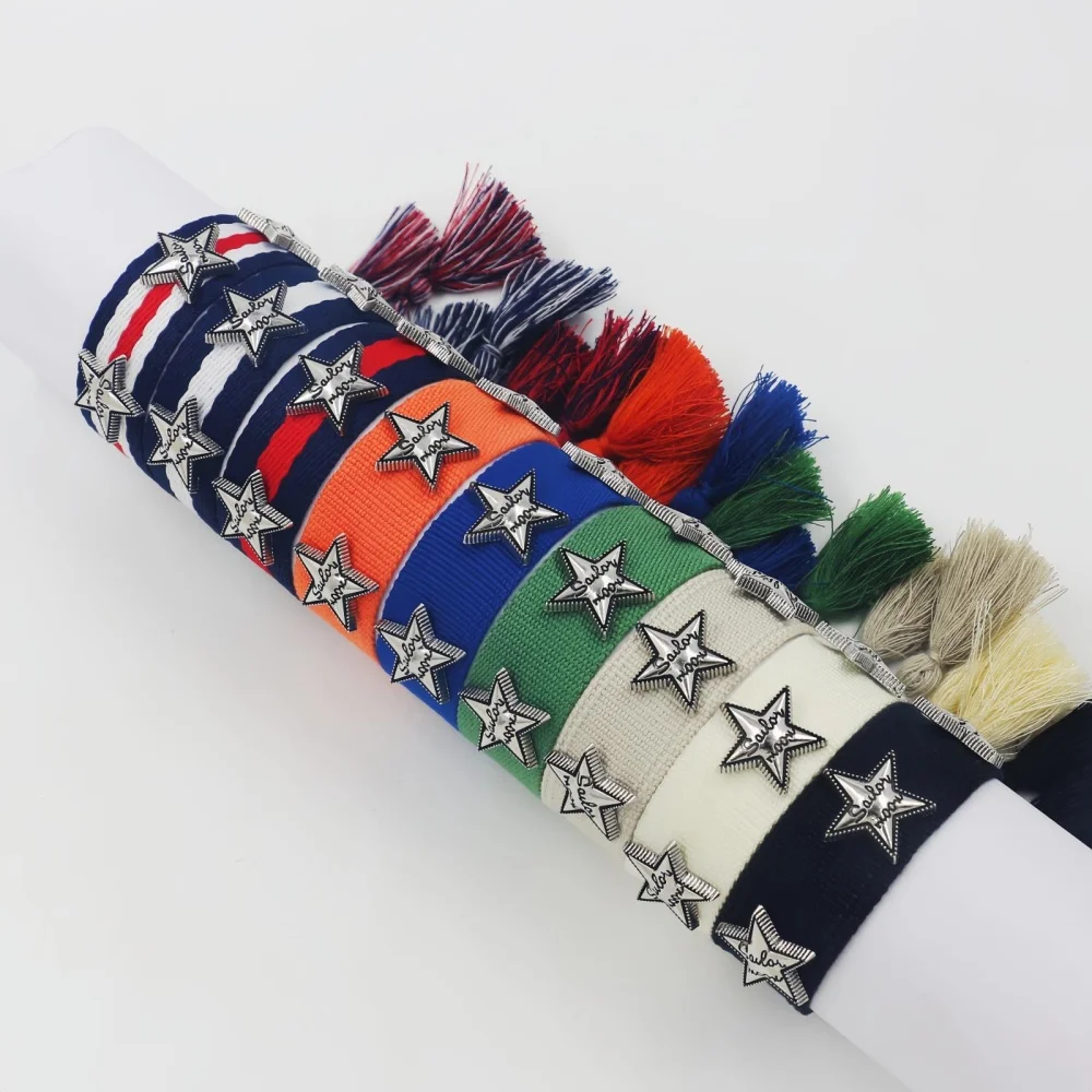 Vintage-Armband mit Sternnieten, handgefertigt, gewebtes Seilarmband mit Quasten für Damen und Herren, zum Kombinieren, Armreif, Handkette, Modeschmuck, Großhandel – Detail 1
