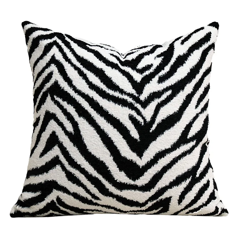 Zebra Print Pillows Khaki Brown Jacquard Cushion Case 45x45 50x50 Modern Decorative Pillow Cover For Sofa Chair Home Decorations