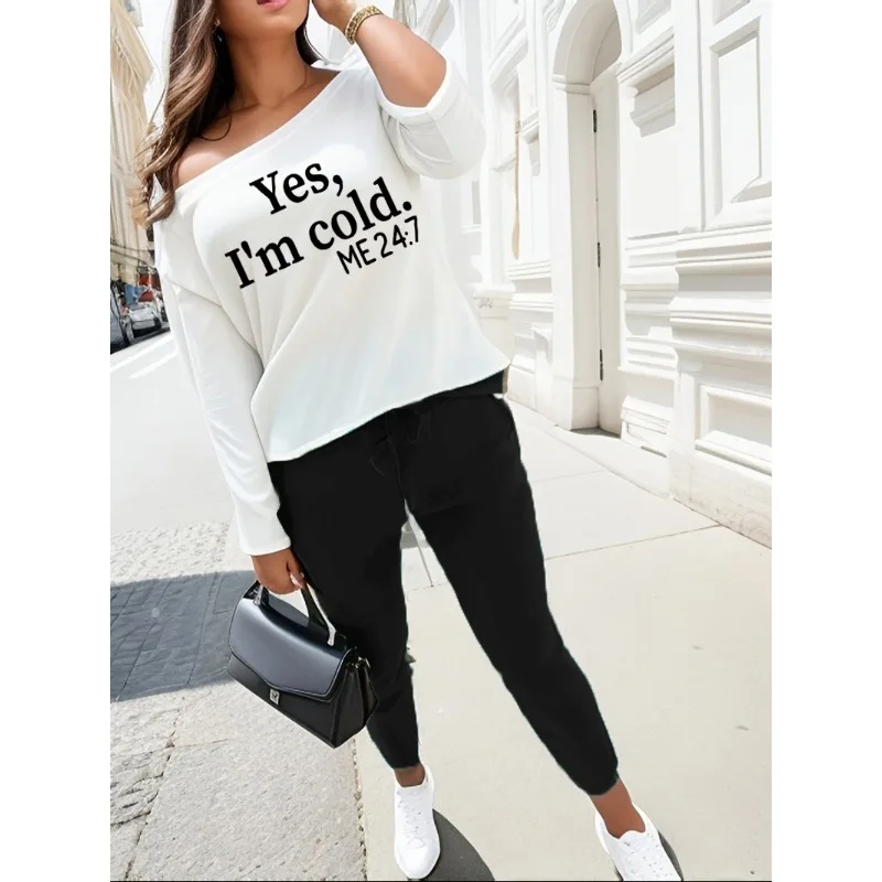 

Топ с открытыми плечами и длинными рукавами и леггинсами на шнурке, уникальный дизайн, повседневный и модный женский комплект из 2 предметов