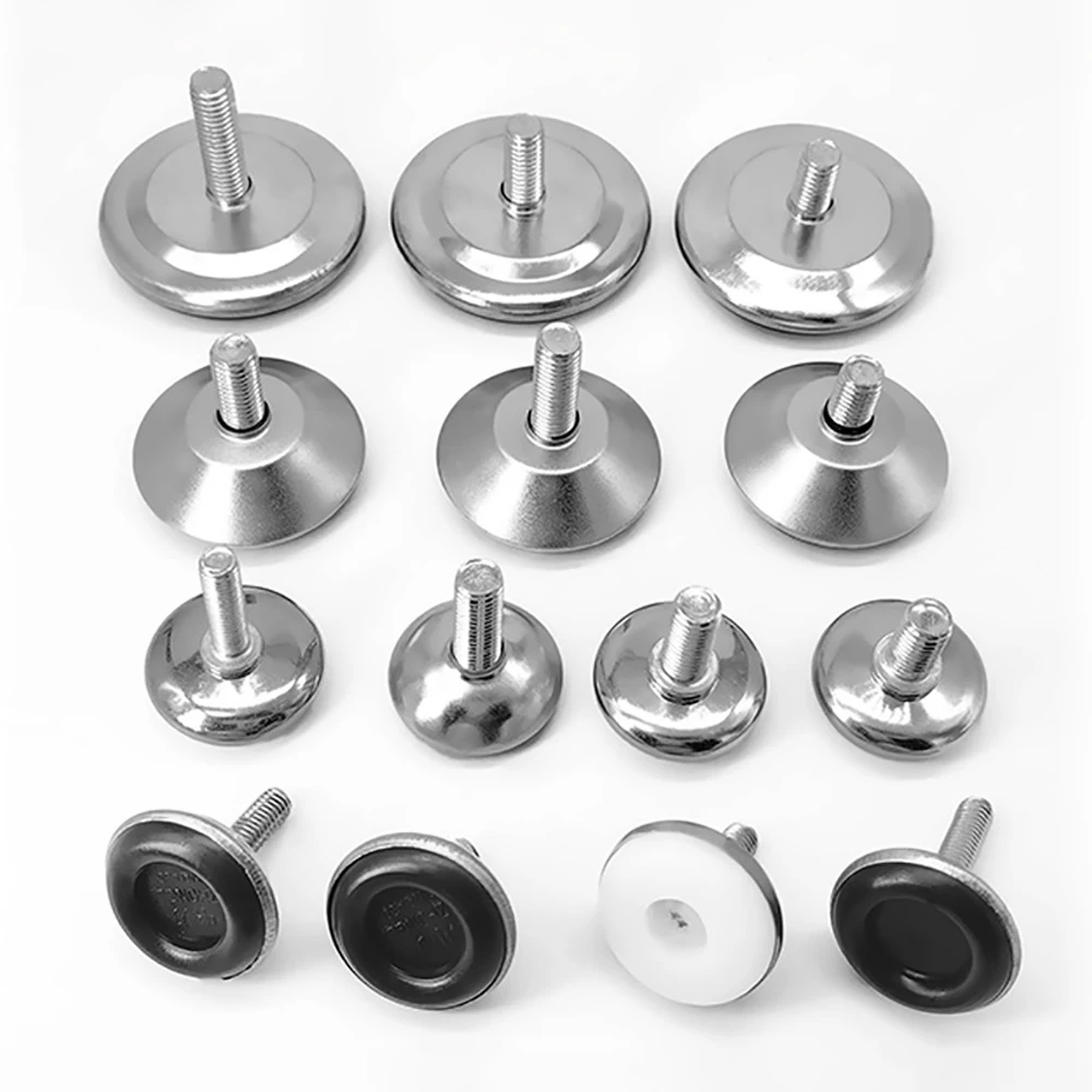 4Pcs M6 M8 M10 Non-Slip Adjustable Leveling Feet Stainless Steel Rubber Bottom Pads for Furniture Legs Washing Machine Fridge