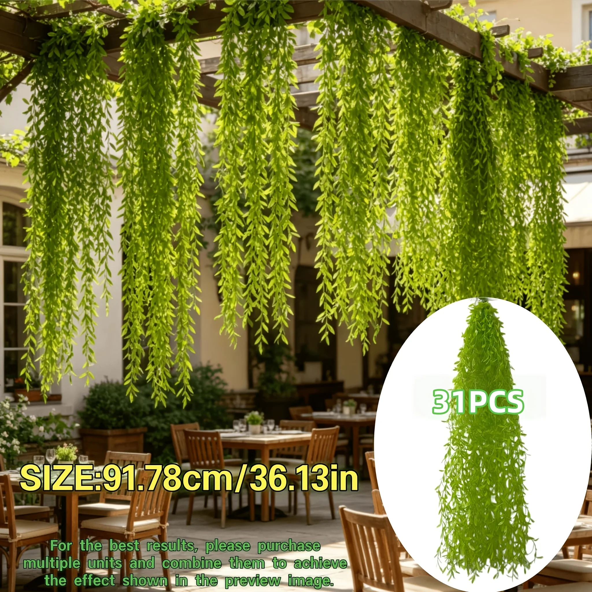 Willow Leaf Hanging Vine Curta - Sphagnum Moss Dry recension och pris