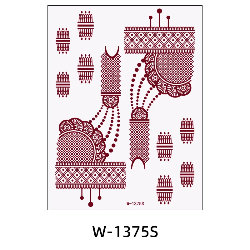 وشم مؤقت باللون الأحمر والبني وشم الحناء للنساء وشم الحناء من الدانتيل أنيق للحفلات والمهرجانات