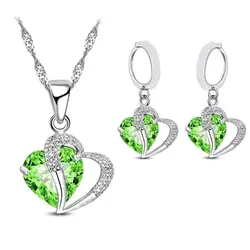 1 Set Luxury Bridal Dress Neck Chain Set Gorgeous Drop Earrings Heart-shaped Pendant Necklace Jewelry Accessory Jewelry Set