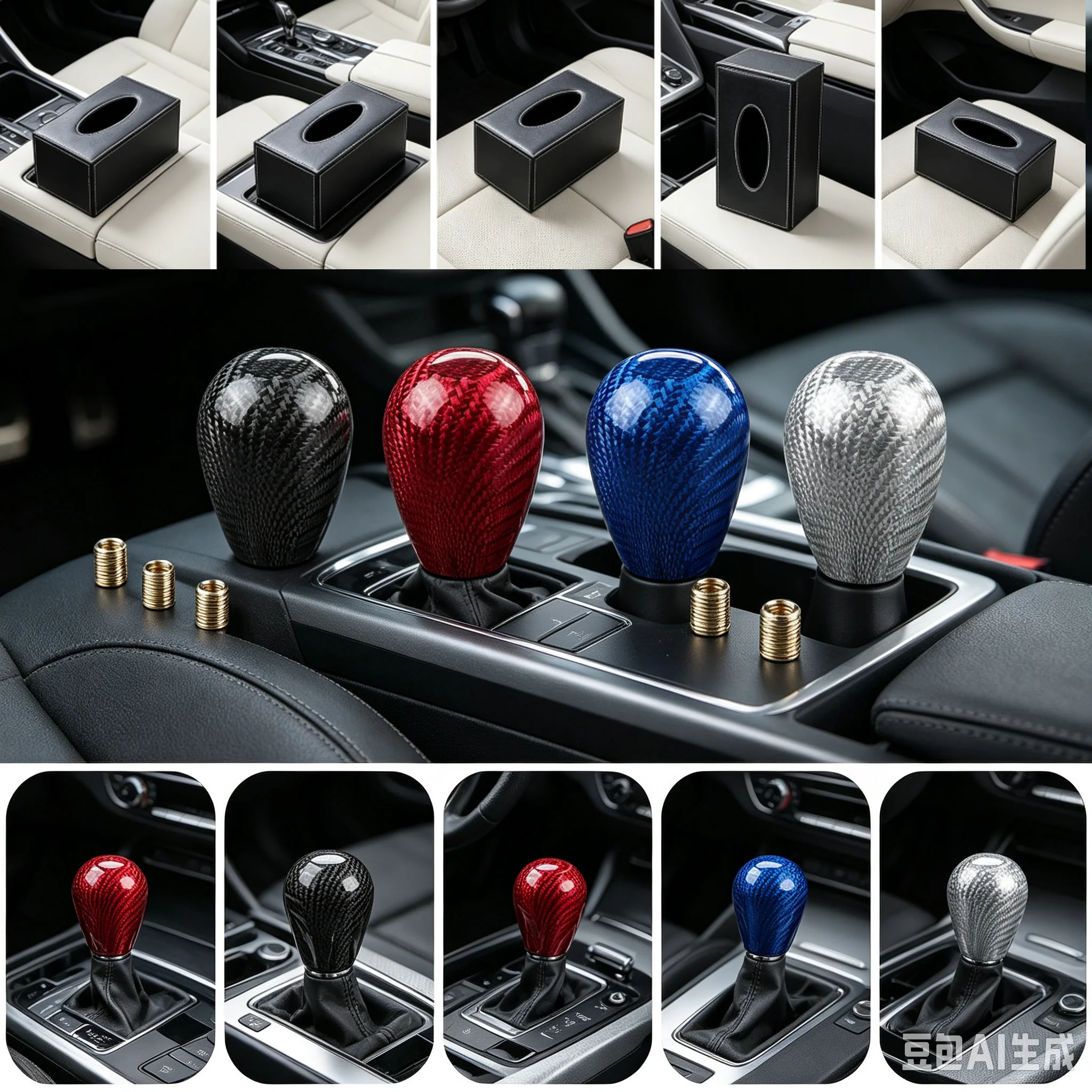 Universal Car Carbon Fiber Aluminum Gear Shift Knob Gearshift Shifter Stick Knob Lever Headball MT AT Knobs 4 Colors