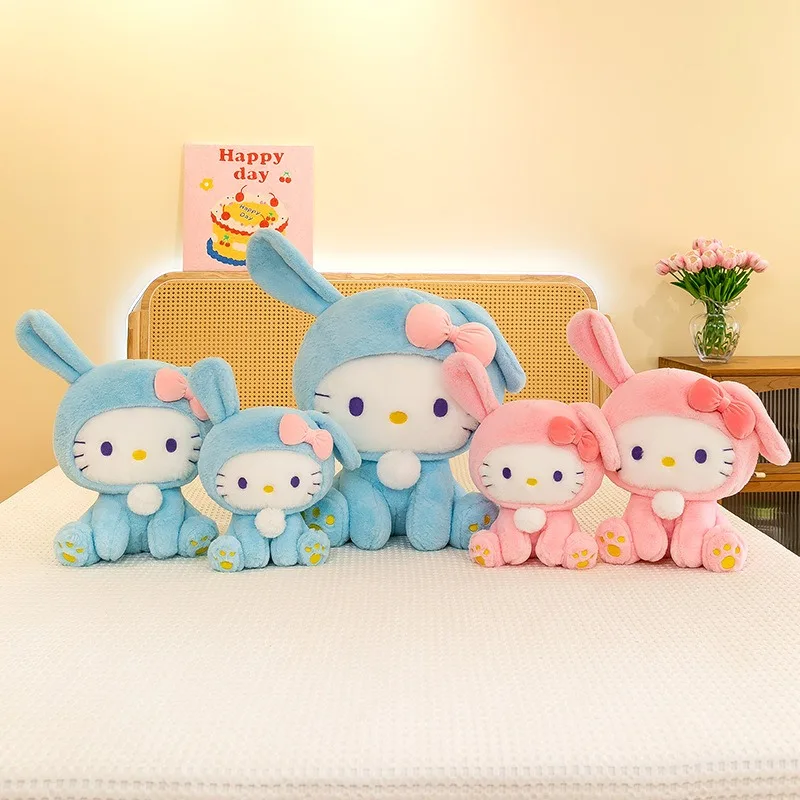 60CM Big Size Sanrio Cute Rabbit HelloKitty Stuffed Animal Doll Plushies Kawaii Room Decoration Toy Children's Holiday Gift