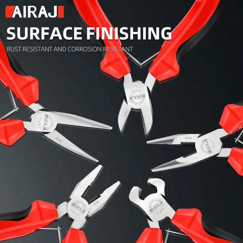 AIRAJ 4.5 Inch , Multifunctional Pliers Top Cutting Curved Mouth Oblique Mouth Pointed Wire Pliers Industrial Grade Manual Tool