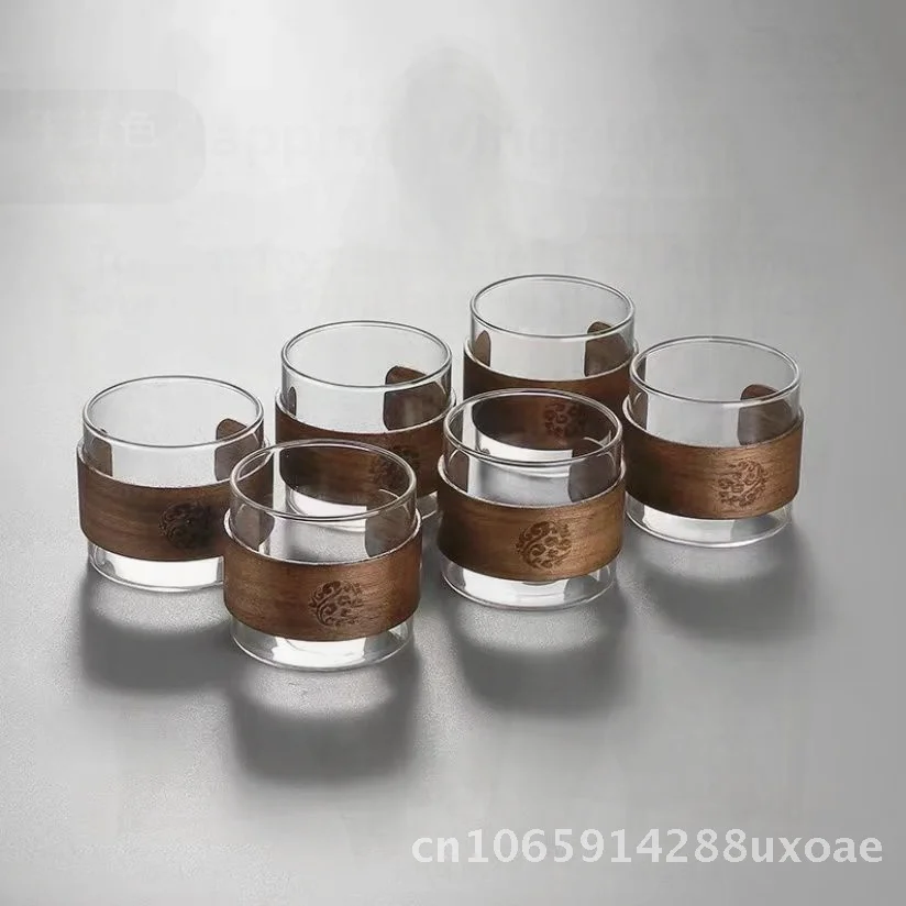 High Borosilicate Glass Tea Cup Set Anti-Scald Small Tea Cup for Household Living Room Modern Minimalist Handleless Lidless