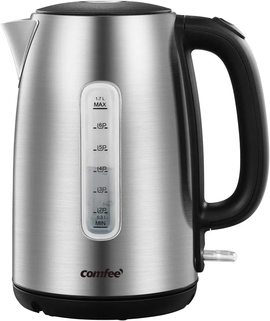 

Stainless Steel Electric Kettle, 1.7L, 1500W Fast Boil with LED, Auto Shut-Off & Boil-Dry Protection
