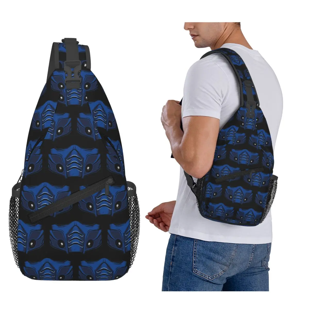 

Mortal Kombat Sub-Zero Chest Bag Men Sling Crossbody Backpack Chest Bag Traveling Hiking Daypack Shoulder Bag
