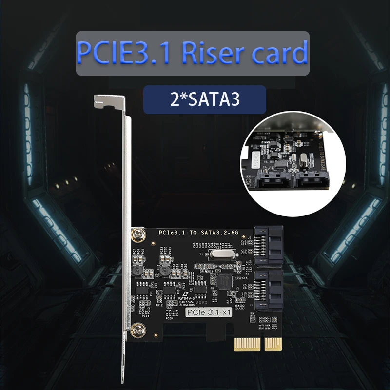 

6Gbps game PCIE SATA Expansion Card Riser Card JMB582 chip Extender PCIe Converter Card PCIe3.0-1X to 2port SATA3 Adapter for PC