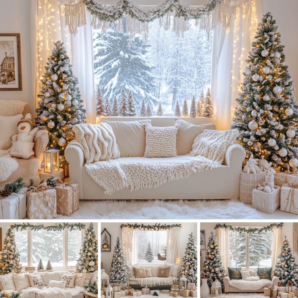 

Celebrate Christmas Winter Snow Landscape Theme Customized Festive Family Party Decoration Banner Photography Background Props