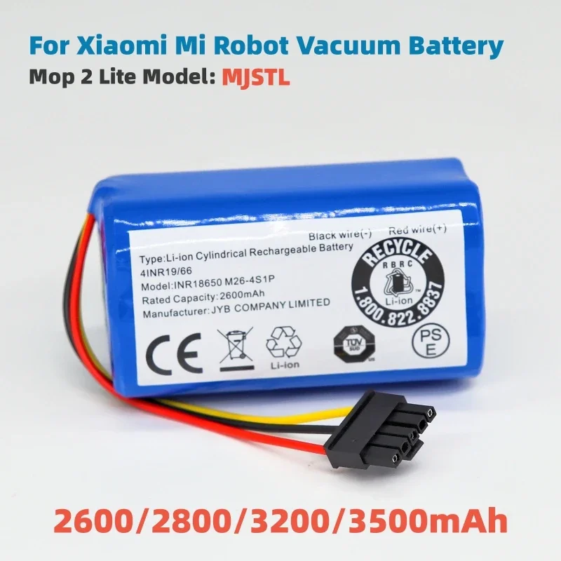 Battery N011-4S1P for Xiaomi Mi Robot Vacuum Mop 2 Lite MJSTL Vacuum Cleaner New 14.4V 3500mAh/2600mAh