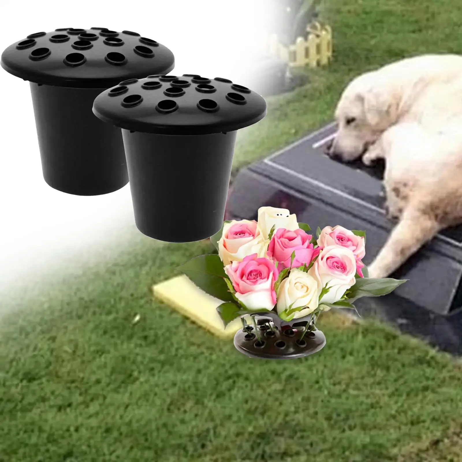 2Pcs Grave Flower Holder Flower Pot Outside Funeral Memorial